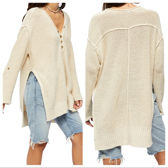 Free People Firefly Cable Knit Tunic Tan Sweater - Picture 3 of 13